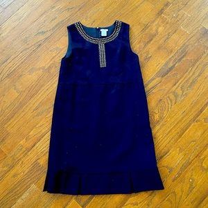 Beautiful navy blue dress with light gold tinted rhinestones